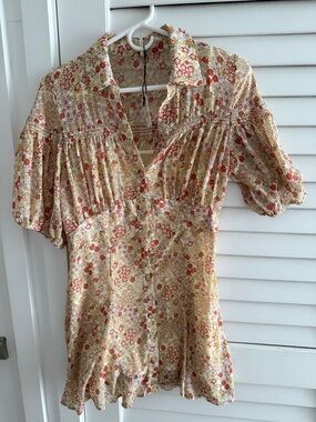 Free People Bonnie Mini Dress in Tea Combo